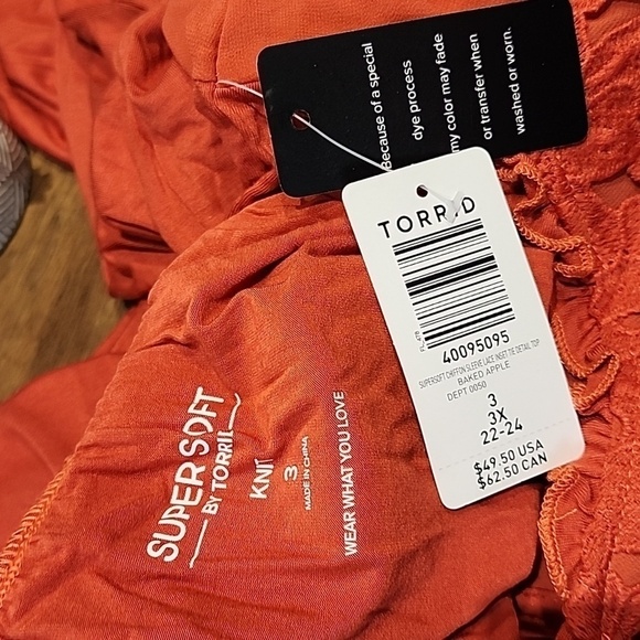 Torrid - Super Soft Chiffon Sleeve Lace Inset Tie Detail Top in Baked Apple - Picture 7 of 13